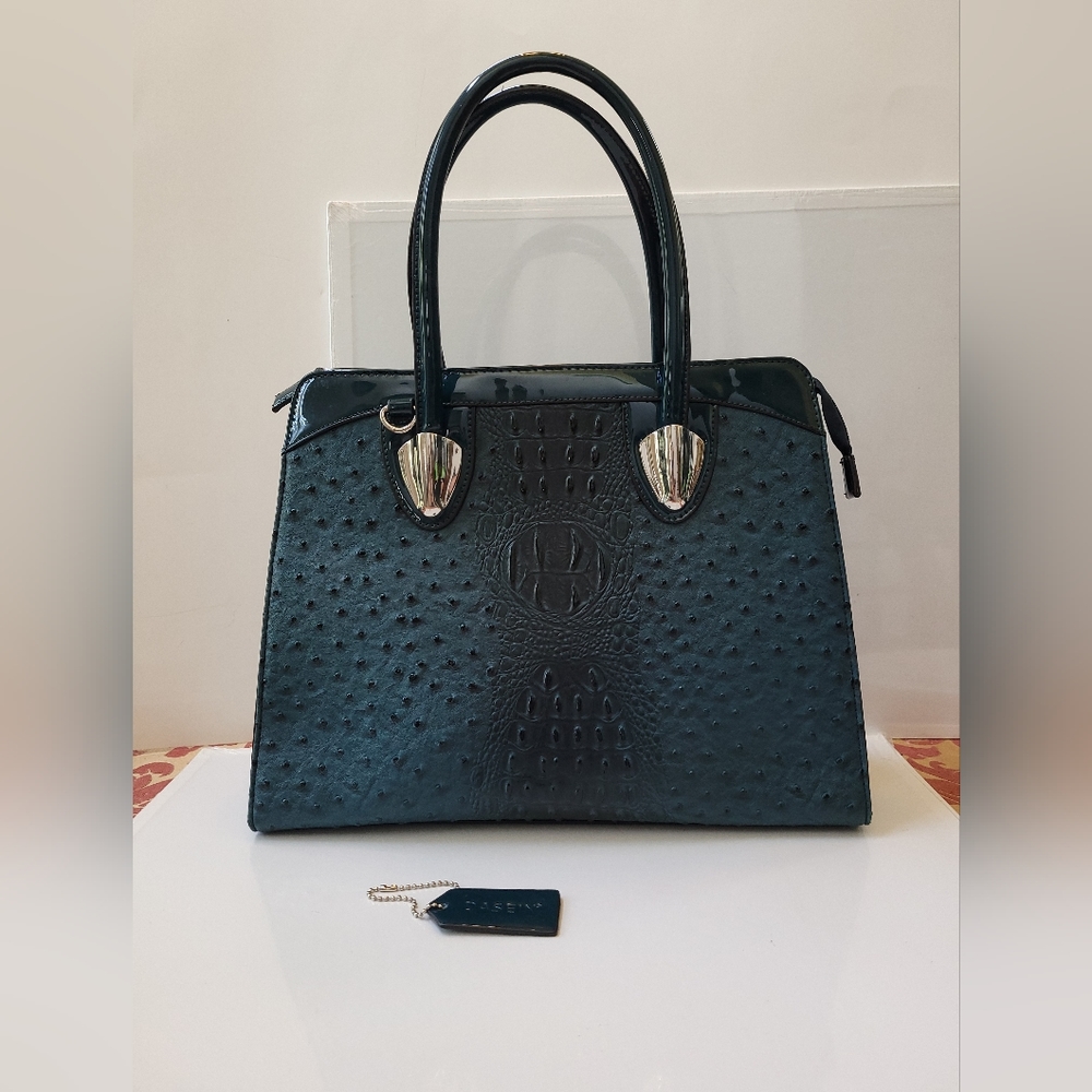 DASEIN FAUX LEATHER CROCODILE blue aegean color HANDBAG